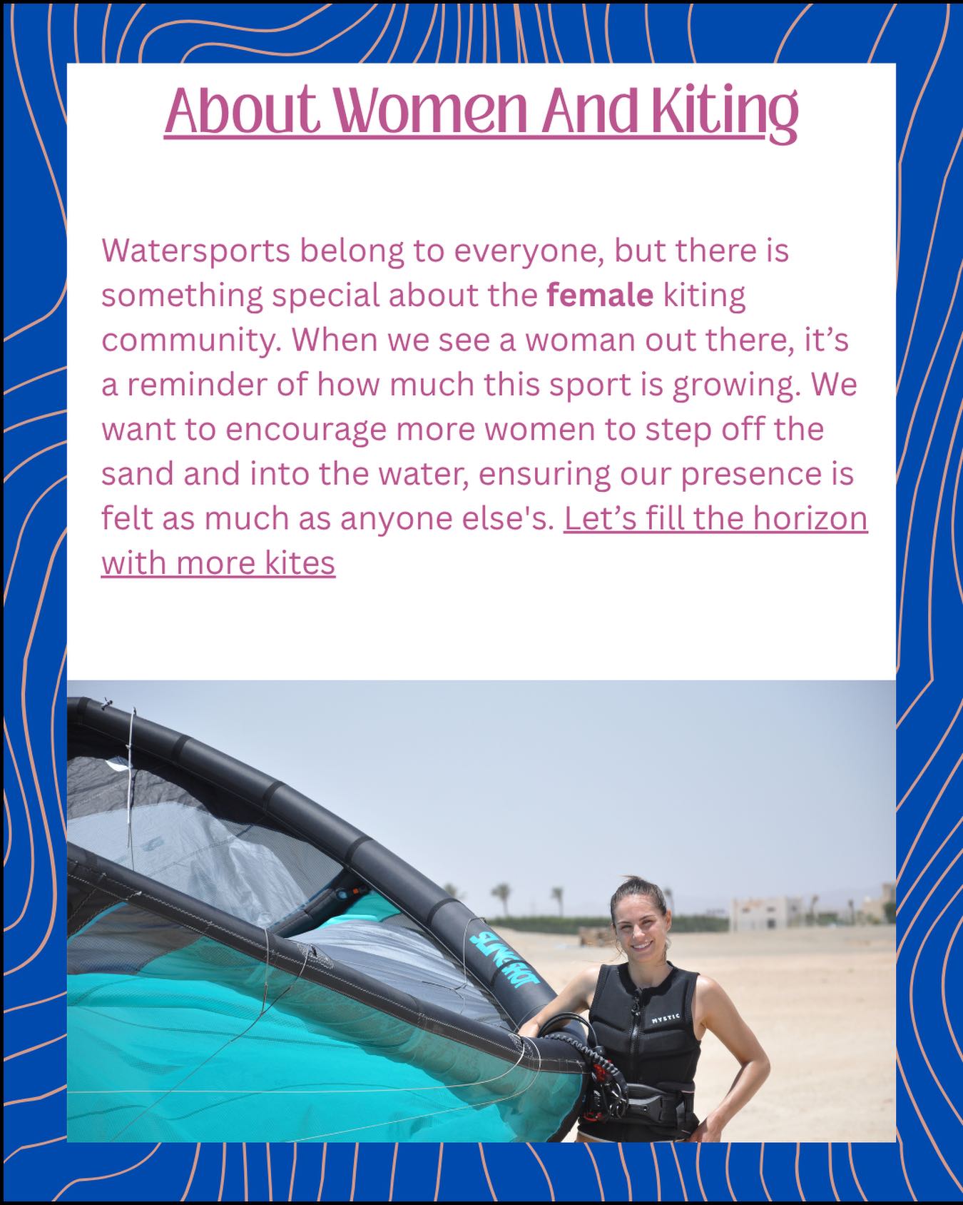 About Women and Kiting

Kiting is for everyone — and every woman on the water is a powerful sign of how far this sport has come.

We want to see more women riding, progressing, and owning their space with confidence.

More strength. More freedom. More women in the wind.
Let’s fill the horizon with more kites 🤍🏄‍♀️

#WomenWhoKite #Kiteboarding #WomenInSports #MarsaAlam #RedSea